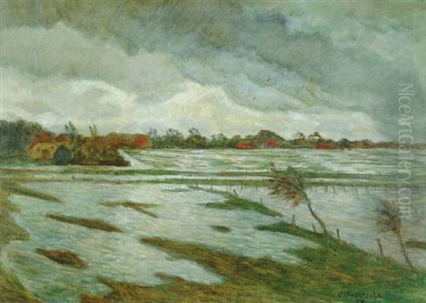 Landschaft Bei Fischerhude Oil Painting by Otto Modersohn