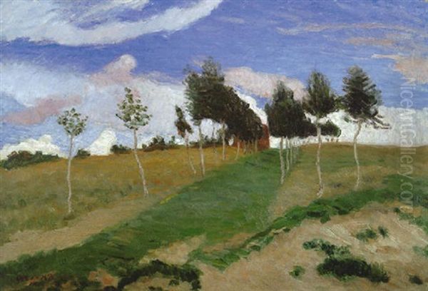 Landschaft Mit Birkenweg Oil Painting by Otto Modersohn