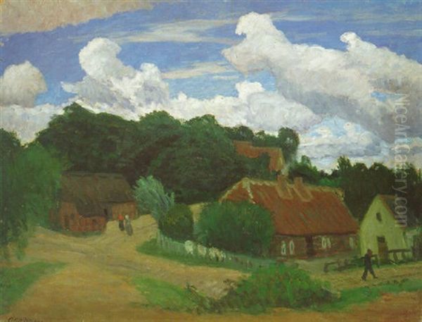 Worpsweder Dorfansicht Mit Weyerberg Oil Painting by Otto Modersohn