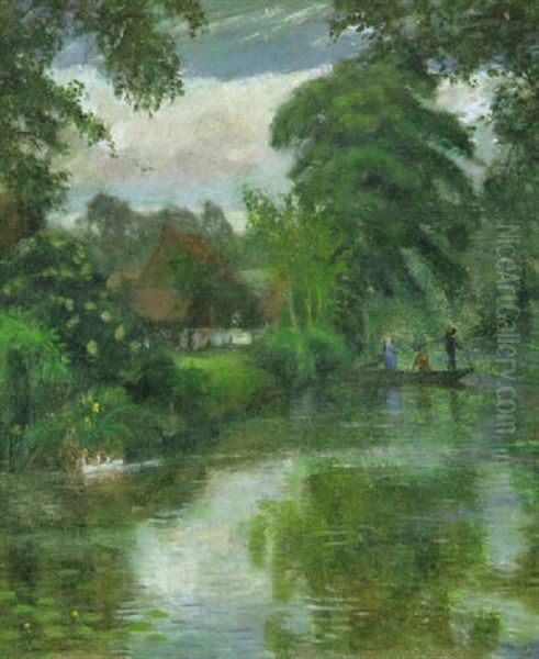 Sommertag An Der Wumme Oil Painting by Otto Modersohn