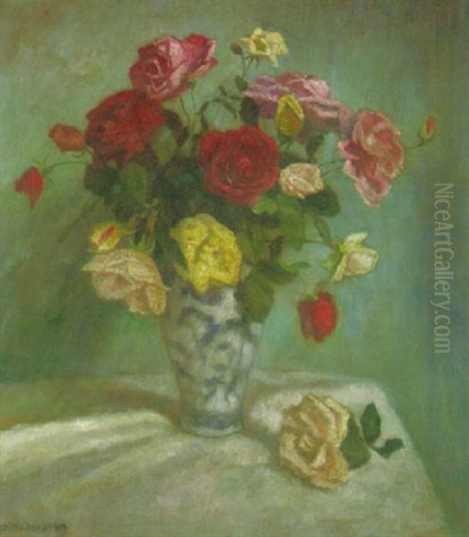 Rosen In Der Vase Oil Painting by Otto Modersohn