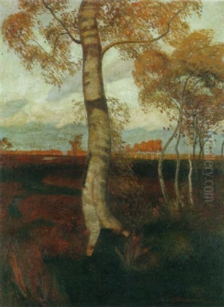 Birken Im Moor Oil Painting by Otto Modersohn