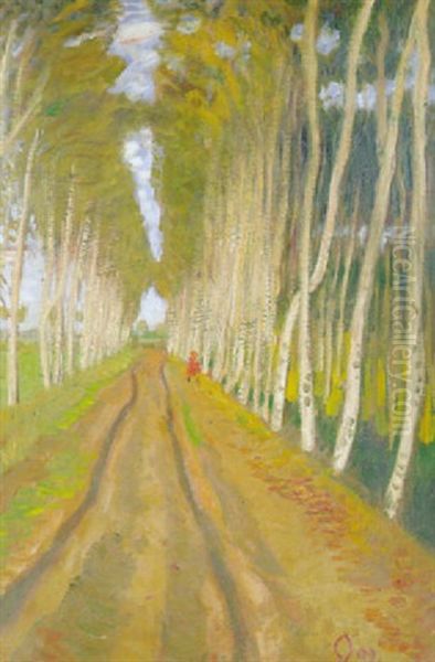 Herbstliche Birkenweg Im Moor Oil Painting by Otto Modersohn