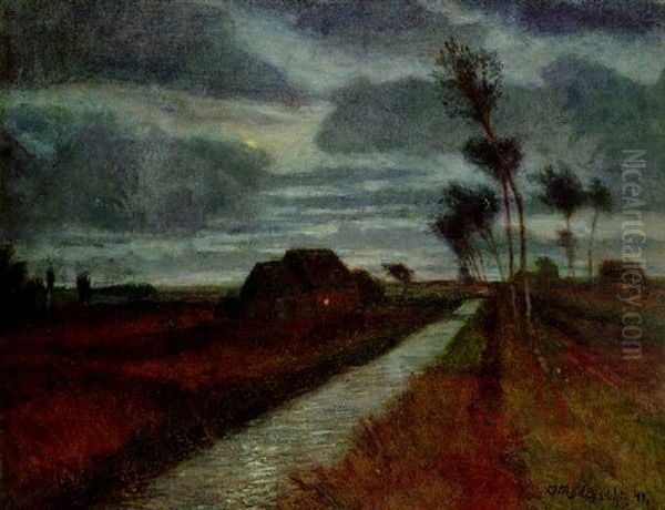 Nachtliche Moorlandschaft Oil Painting by Otto Modersohn