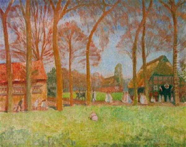 Hochzeitszug In Fischerhude Oil Painting by Otto Modersohn