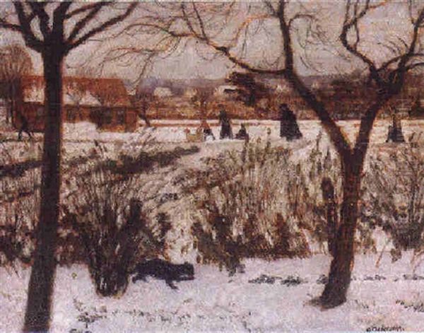 Winter In Fischerhude Oil Painting by Otto Modersohn