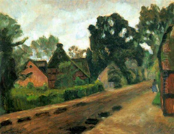 Dorfstrasse Oil Painting by Otto Modersohn