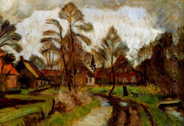 Fruhling In Fischerhude Oil Painting by Otto Modersohn