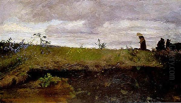 Bauerin Am Torfabstich Oil Painting by Otto Modersohn