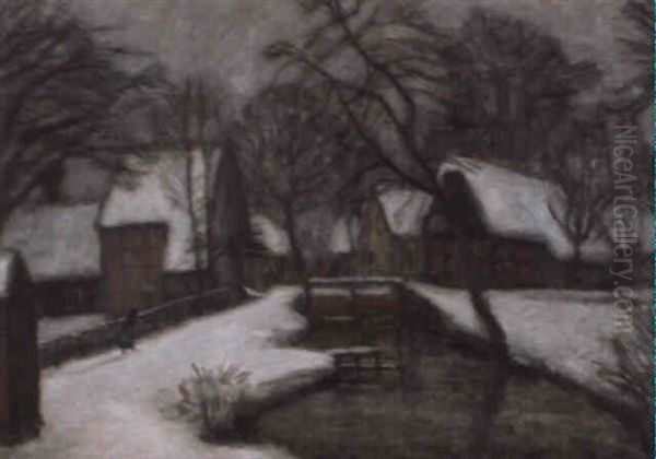 Winter In Fischerhude Oil Painting by Otto Modersohn