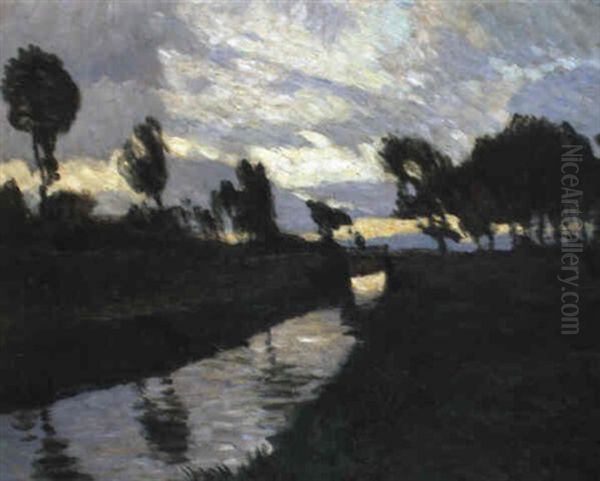 Moorlandschaft Mit Kanal Am Abend Oil Painting by Otto Modersohn