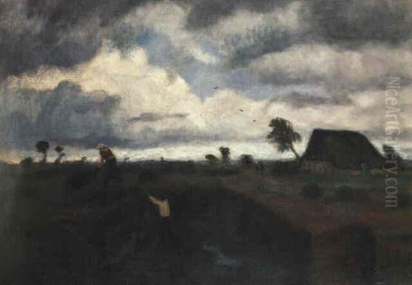 Torfstecher Im Teufelsmoor Oil Painting by Otto Modersohn