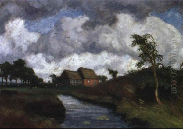 Am Moorkanal Oil Painting by Otto Modersohn