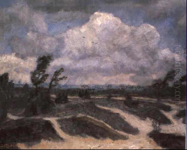 Heidelandschaft Bei Aufziehendem Gewitter Oil Painting by Otto Modersohn