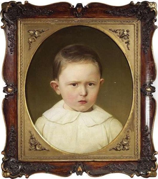 Portrait Of Johann Haulek As A Child Oil Painting by Ludwig Beyfuss