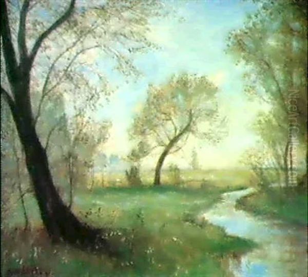 Fruhlingswiesen Bei Fischerhude Oil Painting by Otto Modersohn