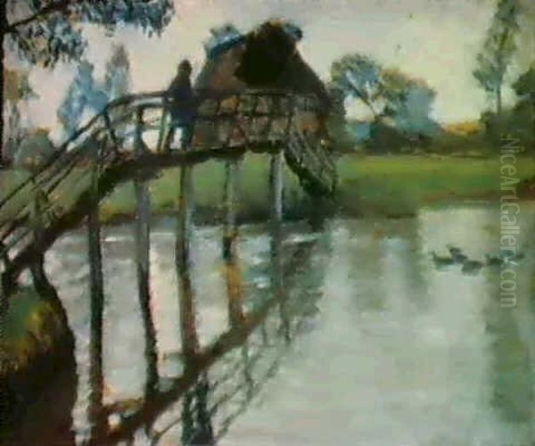 Brucke Bei Fischerhude Oil Painting by Otto Modersohn