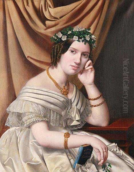 A Portrait Of A Young Lady Oil Painting by Ludwig Beyfuss