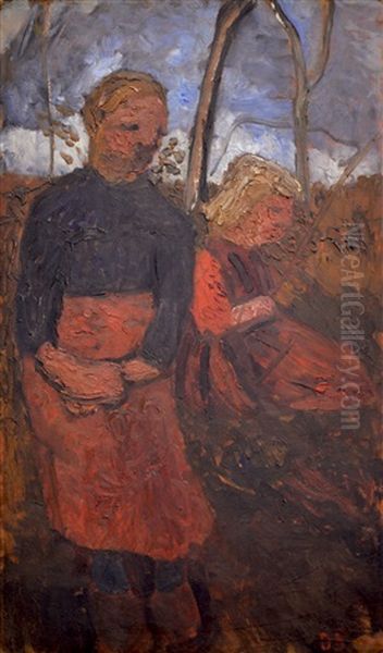 Mountainous Landscape Oil Painting by Paula Modersohn-Becker