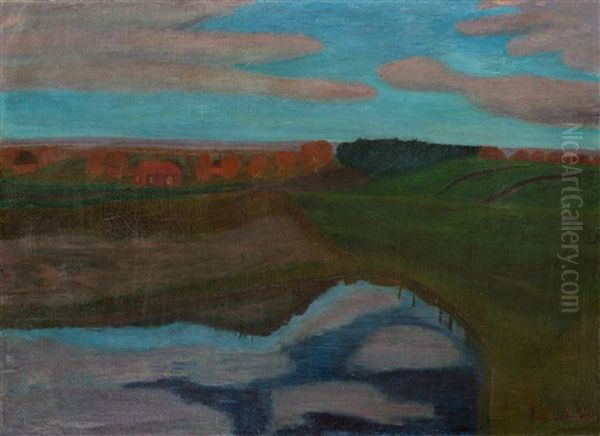 Herbstlandschaft Am Weyerberg Mit Tumpel Oil Painting by Paula Modersohn-Becker