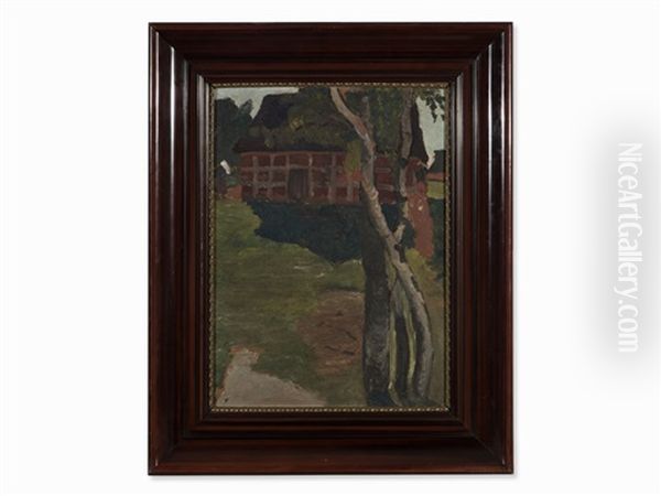 Red House With Birches Oil Painting by Paula Modersohn-Becker