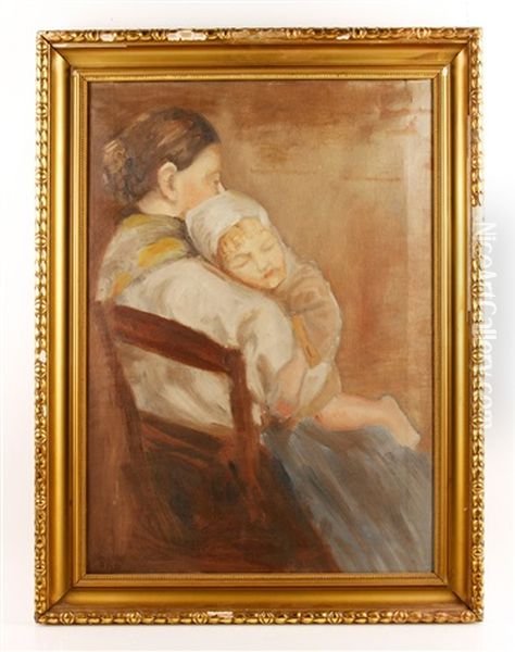 Mother And Sleeping Child Oil Painting by Paula Modersohn-Becker