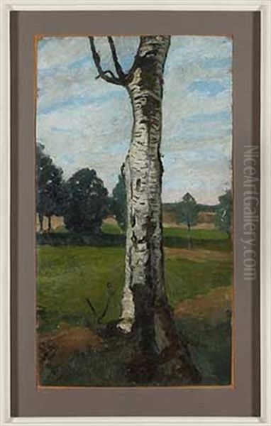 Landschaft Mit Birkenstamm Oil Painting by Paula Modersohn-Becker