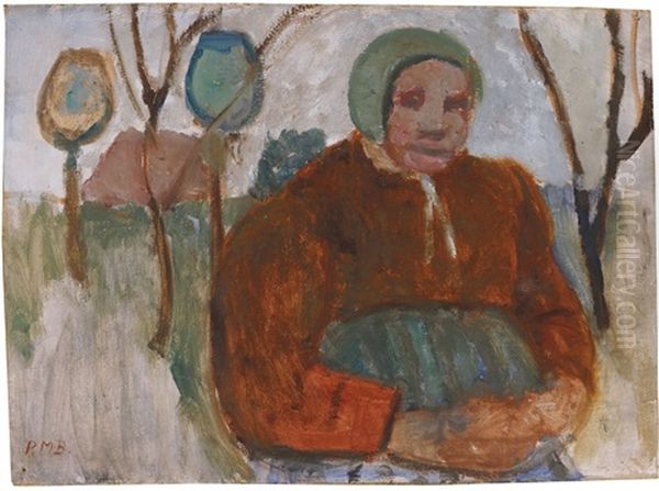 Armenhauslerin Im Garten Sitzend Oil Painting by Paula Modersohn-Becker