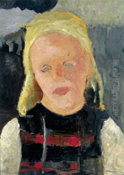 Brustbild Eines Blonden Madchens Oil Painting by Paula Modersohn-Becker