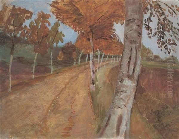 Birkenallee Im Herbst Oil Painting by Paula Modersohn-Becker