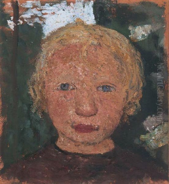 Kopf Eines Blonden Madchens Oil Painting by Paula Modersohn-Becker