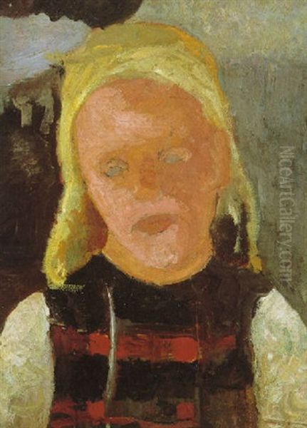 Brustbild Eines Blonden Madchens by Paula Modersohn-Becker