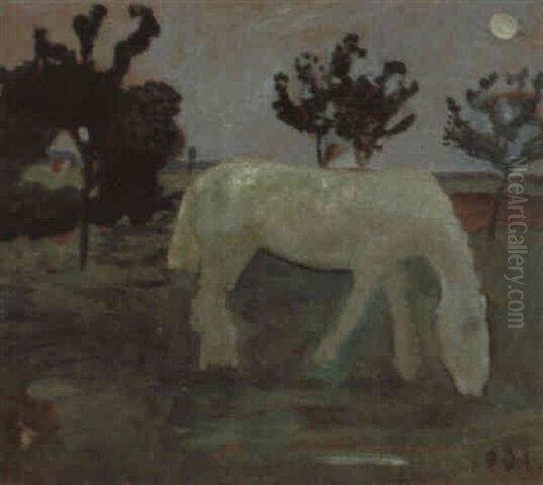 Weidender Schimmel Im Mondlicht Oil Painting by Paula Modersohn-Becker