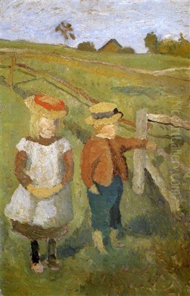 Kinder In Der Sonne Oil Painting by Paula Modersohn-Becker