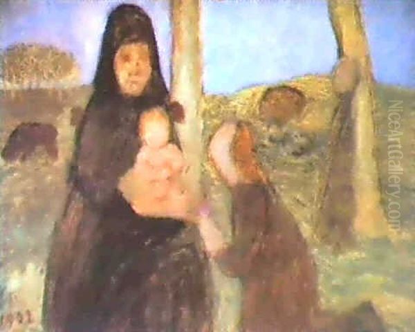 Figurengruppe Mit Mutter Und Kind Oil Painting by Paula Modersohn-Becker