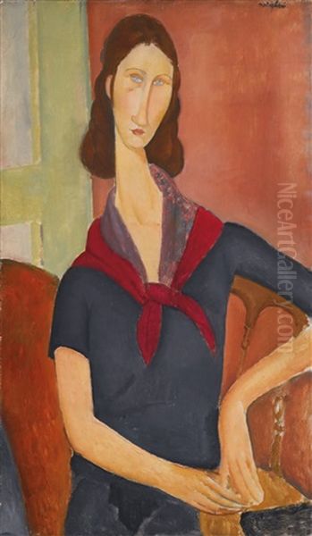 Jeanne Hebuterne (au Foulard) Oil Painting by Amedeo Modigliani