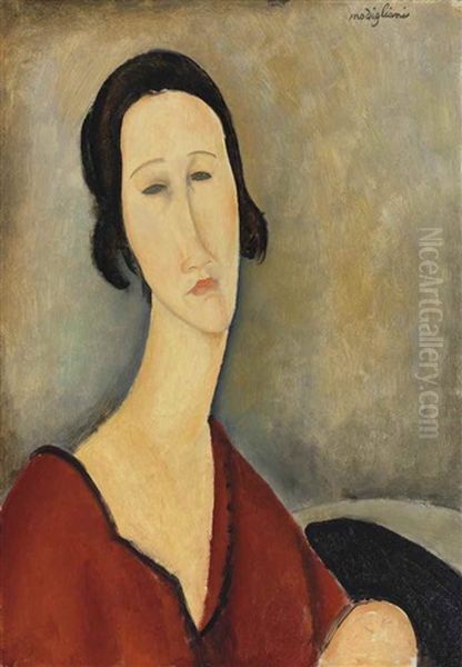 Madame Hanka Zborowska Oil Painting by Amedeo Modigliani