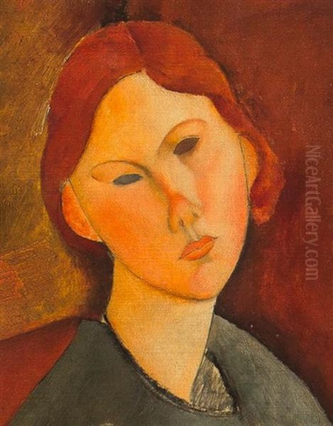 Annie Bjarne(portrait De Anne Bjarne) Oil Painting by Amedeo Modigliani