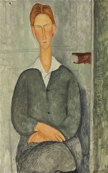 Jeune Homme Roux Assis Oil Painting by Amedeo Modigliani