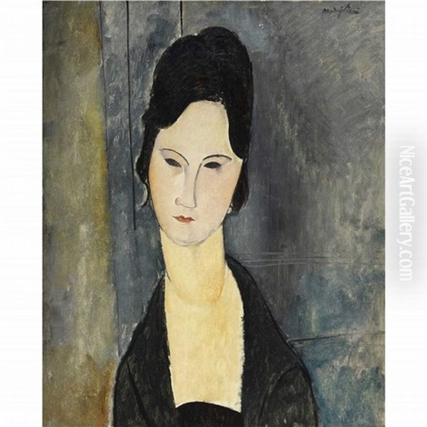 Femme Aux Yeux Noirs Oil Painting by Amedeo Modigliani