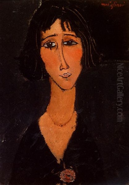 La Jeune Fille A La Rose Oil Painting by Amedeo Modigliani