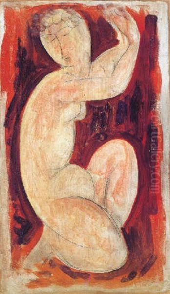 Cariatide Rouge Oil Painting by Amedeo Modigliani