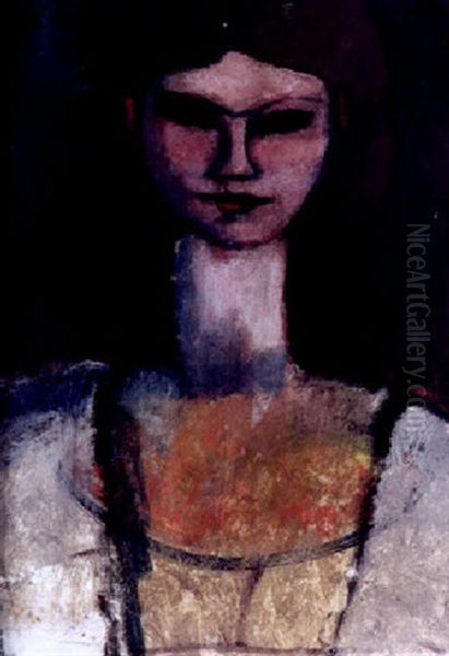 Buste De Jeune Femme Oil Painting by Amedeo Modigliani