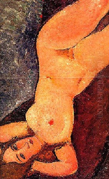 Nu Couche Aux Bras Leves Oil Painting by Amedeo Modigliani