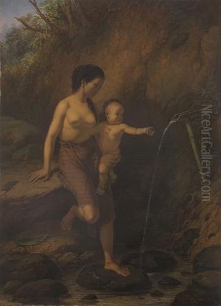 Mother And Child Oil Painting by Jan Daniel Beynon