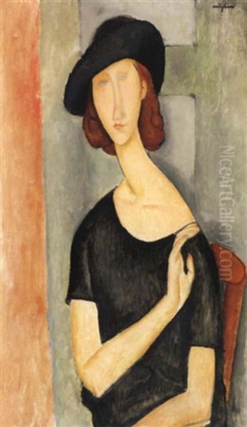 Jeanne Hebuterne Con Cappello Oil Painting by Amedeo Modigliani