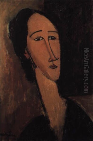 Testa Di Hanka Zborowska Oil Painting by Amedeo Modigliani