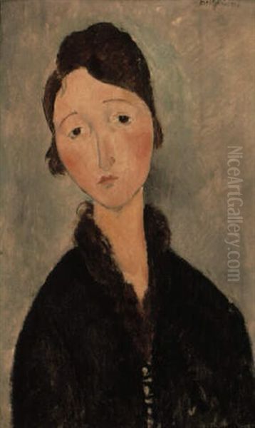 Portrait De Jeune Fille Oil Painting by Amedeo Modigliani