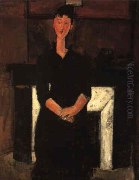 Femme Assise Devant Une Cheminee (beatrice Hastings) Oil Painting by Amedeo Modigliani