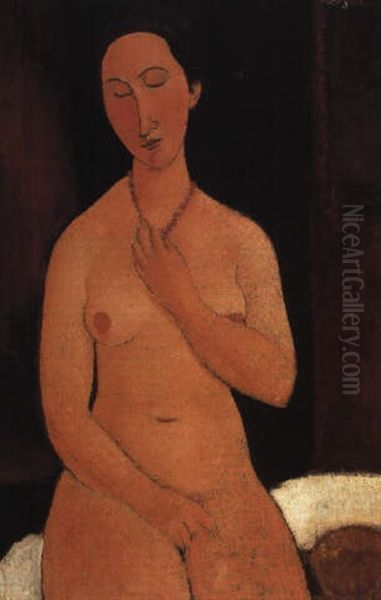 Nu Assis Au Collier Oil Painting by Amedeo Modigliani